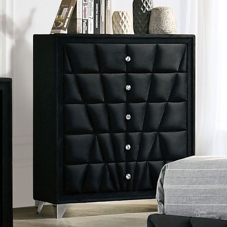 The appearance of Carissa Chest In Black designed by Furniture of America in the transitional interior design. This black piece of furniture  was selected by 1StopBedrooms from Carissa Collection to add a touch of cosiness and style into your home. Sku: CM7164BK-C. Material: Wood. Product Type: Chest. Image1