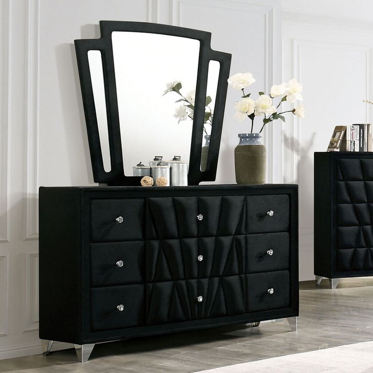 The appearance of Carissa Dresser In Black designed by Furniture of America in the transitional interior design. This black piece of furniture  was selected by 1StopBedrooms from Carissa Collection to add a touch of cosiness and style into your home. Sku: CM7164BK-D. Material: Wood. Product Type: Dresser. Image1