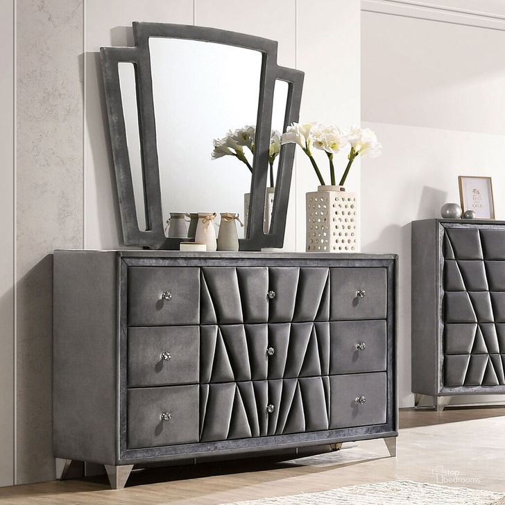 The appearance of Carissa Dresser In Gray designed by Furniture of America in the transitional interior design. This gray piece of furniture  was selected by 1StopBedrooms from Carissa Collection to add a touch of cosiness and style into your home. Sku: CM7164D. Material: Wood. Product Type: Dresser. Image1
