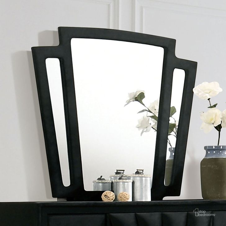 The appearance of Carissa Mirror In Black designed by Furniture of America in the transitional interior design. This black piece of furniture  was selected by 1StopBedrooms from Carissa Collection to add a touch of cosiness and style into your home. Sku: CM7164BK-M. Material: Wood. Product Type: Mirror. Image1