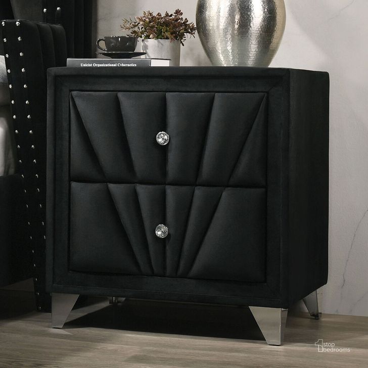 The appearance of Carissa Night Stand In Black designed by Furniture of America in the transitional interior design. This black piece of furniture  was selected by 1StopBedrooms from Carissa Collection to add a touch of cosiness and style into your home. Sku: CM7164BK-N. Material: Wood. Product Type: Nightstand. Image1