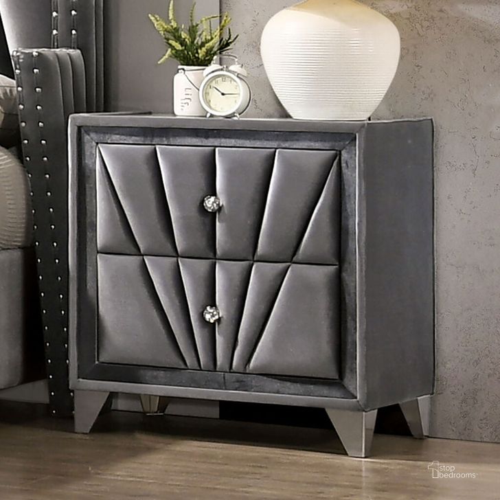 The appearance of Carissa Night Stand In Gray designed by Furniture of America in the transitional interior design. This gray piece of furniture  was selected by 1StopBedrooms from Carissa Collection to add a touch of cosiness and style into your home. Sku: CM7164N. Material: Wood. Product Type: Nightstand. Image1