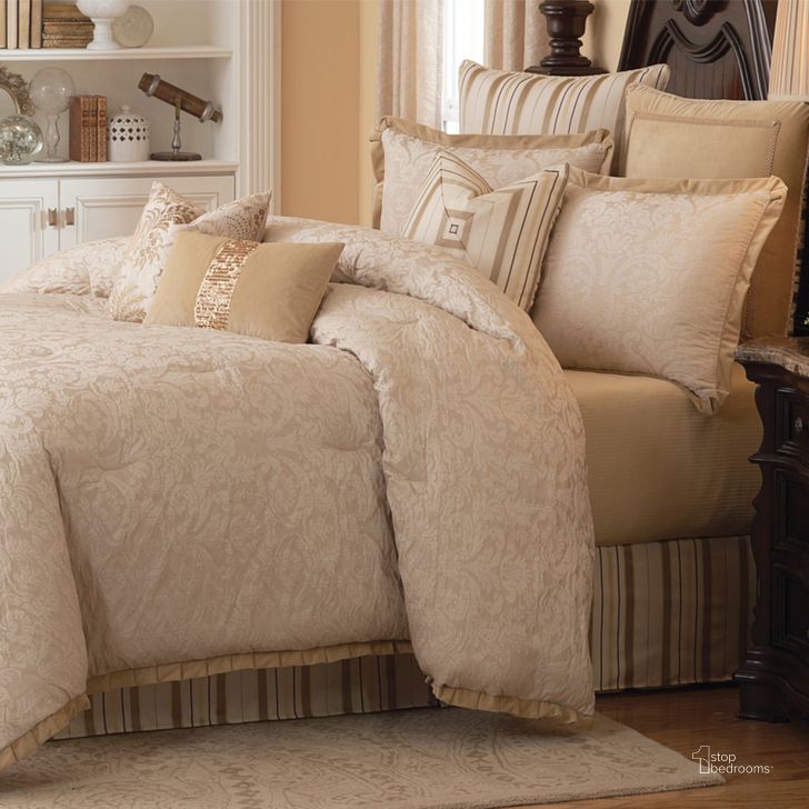 The appearance of Carlton 10 Piece King Comforter Set In Ivy designed by AICO in the transitional interior design. This ivory piece of furniture  was selected by 1StopBedrooms from Carlton Collection to add a touch of cosiness and style into your home. Sku: BCS-KS10-CARLTON-IVY. Material: Polyester. Bed Size: King. Product Type: Comforter Set.