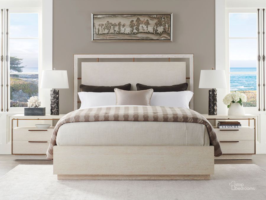 The appearance of Carmel White Post Ranch Panel Bedroom Set designed by Barclay Butera in the transitional interior design. This cream piece of furniture  was selected by 1StopBedrooms from Carmel Collection to add a touch of cosiness and style into your home. Sku: 01-0931-133C;01-0931-622. Material: Wood. Product Type: Panel Bed. Bed Size: Queen. Image1