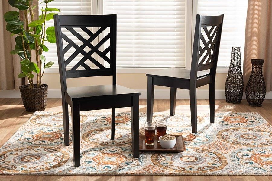 The appearance of Caron Modern and Contemporary Transitional Dark Brown Finished Wood 2-Piece Dining Chair Set designed by Baxton Studio in the modern / contemporary interior design. This dark brown piece of furniture  was selected by 1StopBedrooms from Caron Collection to add a touch of cosiness and style into your home. Sku: RH317C-Dark Brown Wood Flat Seat-DC-2PK. Material: Wood. Product Type: Dining Chair. Image1
