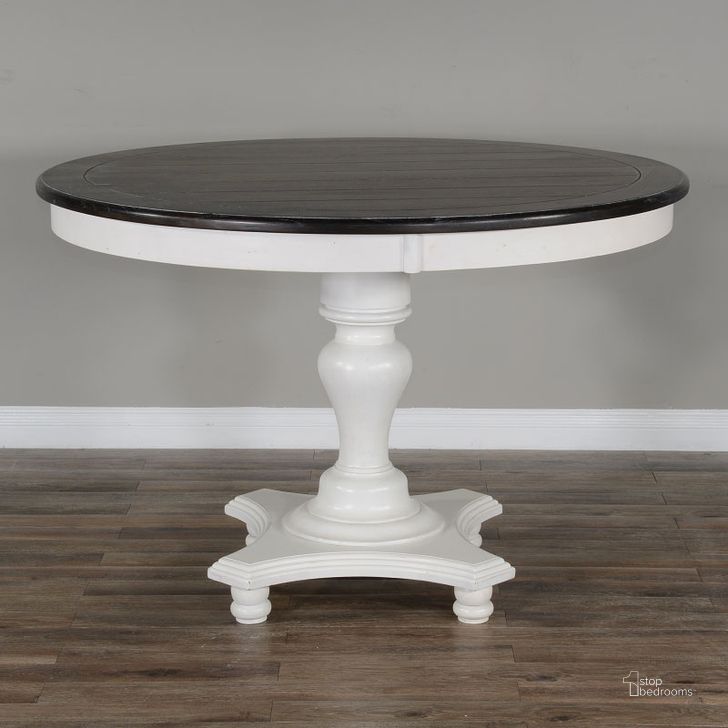 The appearance of Carriage House Counter Height Round Table designed by Sunny Design in the country / farmhouse interior design. This charcoal grey piece of furniture  was selected by 1StopBedrooms from Carriage House Collection to add a touch of cosiness and style into your home. Sku: 1014EC-B36;1014EC-T36. Table Top Shape: Round. Material: Wood. Product Type: Counter Height Table. Size: 54". Image1