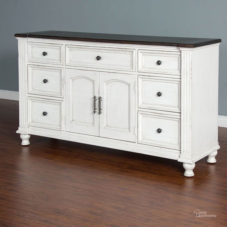 The appearance of Carriage House European Cottage Dresser designed by Sunny Design in the country / farmhouse interior design. This white piece of furniture  was selected by 1StopBedrooms from Carriage House Collection to add a touch of cosiness and style into your home. Sku: 2308EC-D. Material: Wood. Product Type: Dresser. Image1