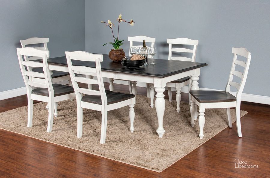 The appearance of Carriage House European Cottage Rectangular Extendable Dining Room Set designed by Sunny Design in the country / farmhouse interior design. This cream piece of furniture  was selected by 1StopBedrooms from Carriage House Collection to add a touch of cosiness and style into your home. Sku: 1015EC;1432EC. Table Base Style: Legs. Material: Wood. Product Type: Dining Room Set. Table Top Shape: Rectangular. Size: 84". Image1