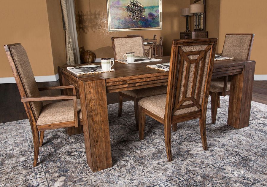 The appearance of Carrollton Rectangular Dining Room Set designed by AICO in the transitional interior design. This rustic ranch piece of furniture  was selected by 1StopBedrooms from Carrollton Collection to add a touch of cosiness and style into your home. Sku: KI-CRLN000-407;KI-CRLN004-407. Table Base Style: Legs. Material: Wood. Product Type: Dining Room Set. Table Top Shape: Rectangular. Size: 76". Image1