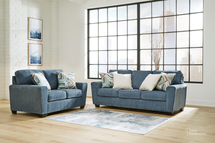 The appearance of Carrot River Blue Living Room Set designed by Artisan Elegance in the modern / contemporary interior design. This blue piece of furniture  was selected by 1StopBedrooms from Carrot River Collection to add a touch of cosiness and style into your home. Sku: 4060538;4060535. Material: Fabric. Product Type: Living Room Set. Image1