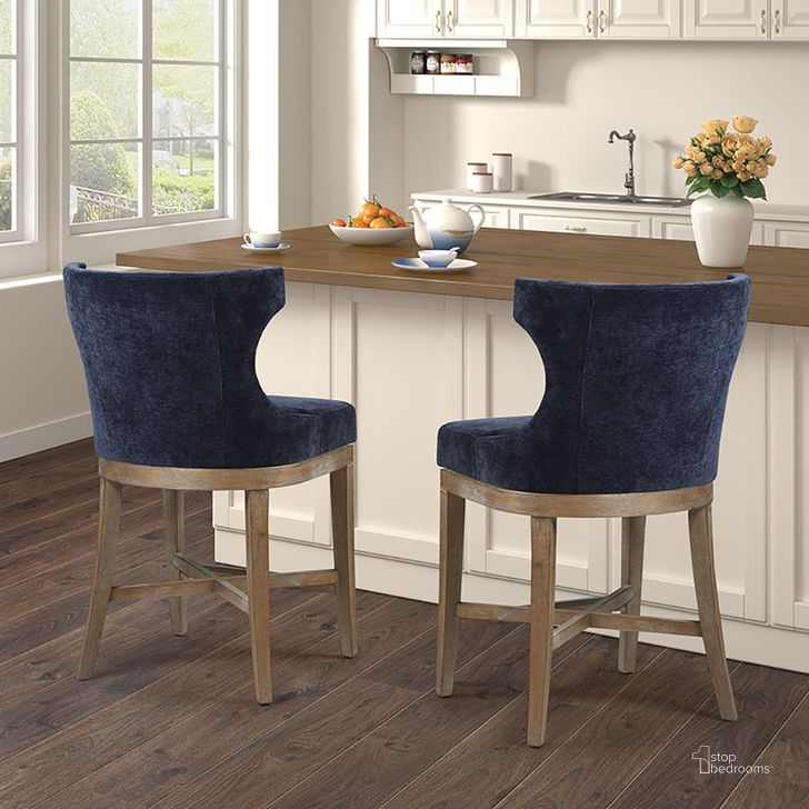 The appearance of Carson Counter Stool In Navy designed by Olliix in the transitional interior design. This navy piece of furniture  was selected by 1StopBedrooms from Carson Collection to add a touch of cosiness and style into your home. Sku: MP104-1153. Material: Wood. Product Type: Barstool. Image1