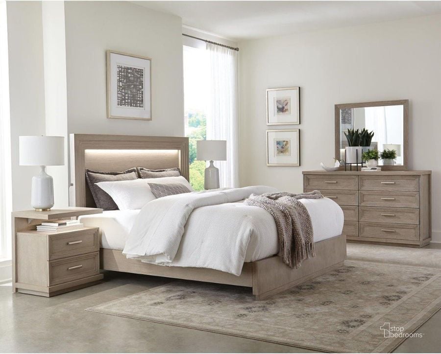 The appearance of Cascade Dovetail Illuminated Platform Bedroom Set designed by Riverside Furniture in the modern / contemporary interior design. This beige piece of furniture  was selected by 1StopBedrooms from Cascade Collection to add a touch of cosiness and style into your home. Sku: 73476;73471;73472;73468. Bed Type: Platform Bed. Product Type: Platform Bed. Bed Size: Queen. Image1