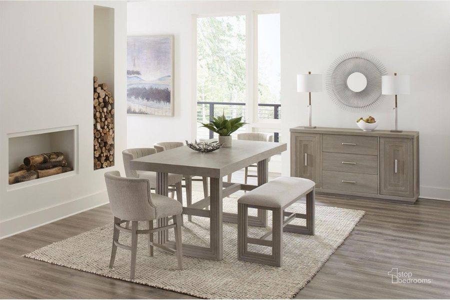 The appearance of Cascade Dovetail Rectangular Counter Height Dining Room Set designed by Riverside Furniture in the modern / contemporary interior design. This beige piece of furniture  was selected by 1StopBedrooms from Cascade Collection to add a touch of cosiness and style into your home. Sku: 73453;73447;73455. Table Base Style: Double Pedestal. Product Type: Dining Room Set. Table Top Shape: Rectangular. Size: 36". Image1