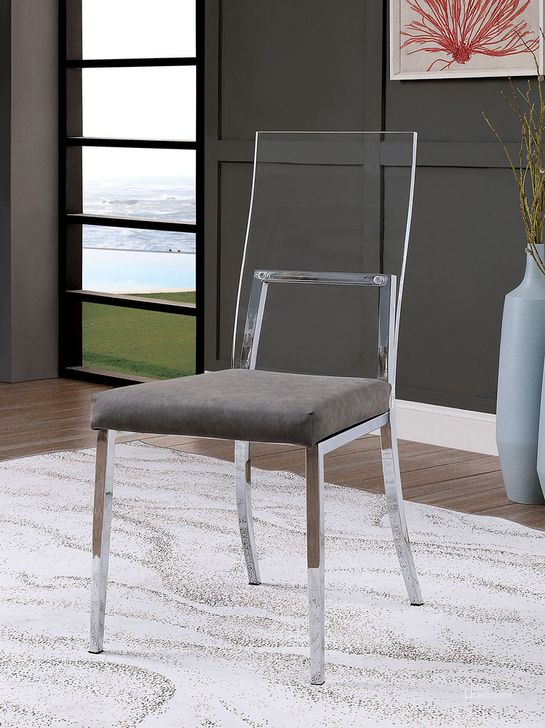 The appearance of Casper Side Chair Set of 2 In Chrome designed by Furniture of America in the modern / contemporary interior design. This chrome piece of furniture  was selected by 1StopBedrooms from Casper Collection to add a touch of cosiness and style into your home. Sku: CM3654SC-2PK. Product Type: Side Chair. Material: Acrylic.