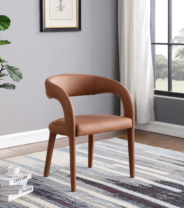 The appearance of Castilla Cognac Faux Leather Metal Arm Chair In Brown designed by Best Master Furniture in the transitional interior design. This brown piece of furniture  was selected by 1StopBedrooms from Castilla Collection to add a touch of cosiness and style into your home. Sku: C1023CC. Material: Faux Leather. Product Type: Counter Height Chair. Image1