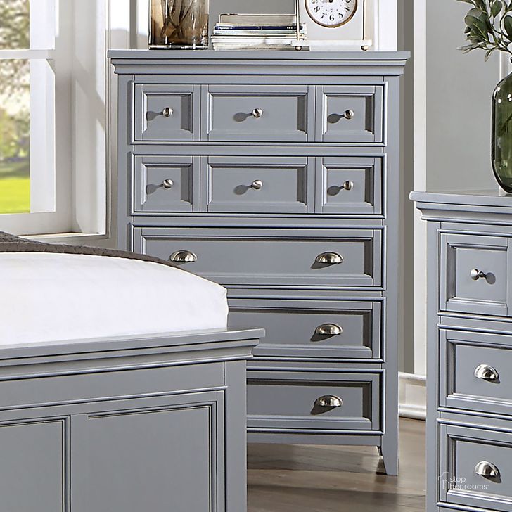 The appearance of Castlile Chest In Gray designed by Furniture of America in the transitional interior design. This gray piece of furniture  was selected by 1StopBedrooms from Castlile Collection to add a touch of cosiness and style into your home. Sku: CM7413GY-C. Material: Wood. Product Type: Chest. Image1