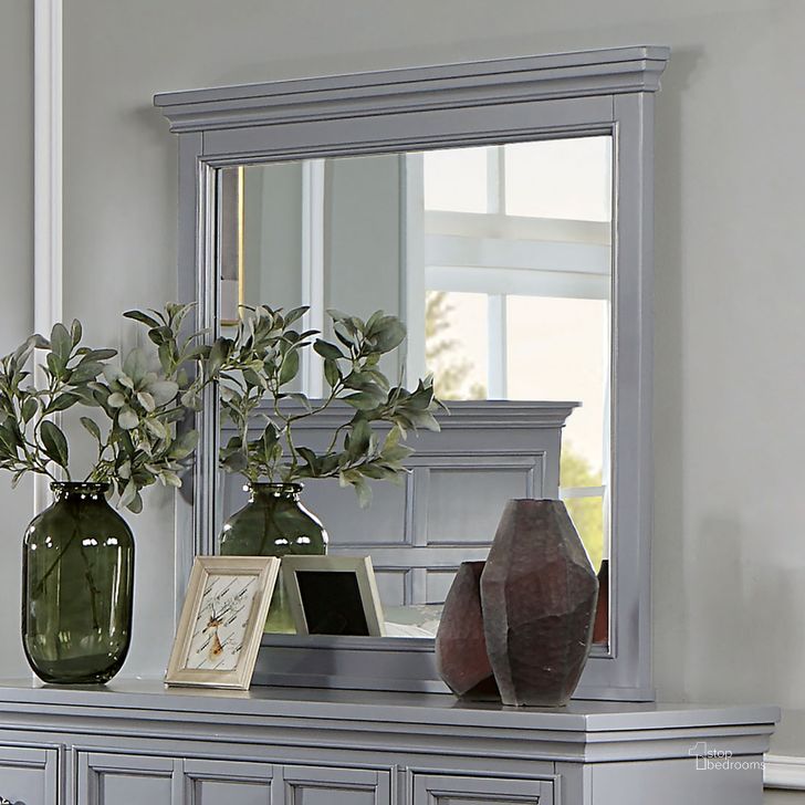 The appearance of Castlile Mirror In Gray designed by Furniture of America in the transitional interior design. This gray piece of furniture  was selected by 1StopBedrooms from Castlile Collection to add a touch of cosiness and style into your home. Sku: CM7413GY-M. Material: Wood. Product Type: Accent Mirror. Image1