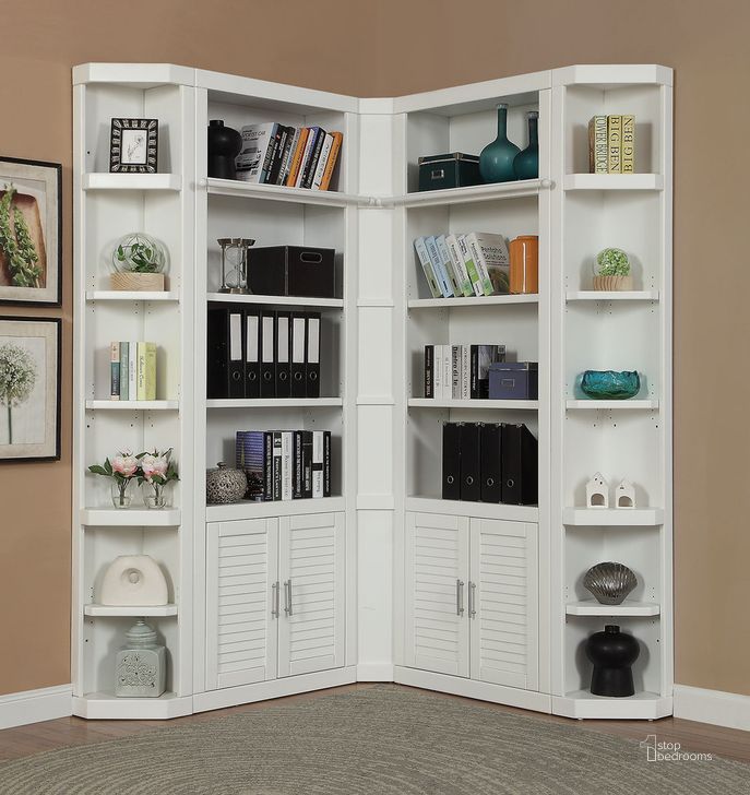 The appearance of Catalina 5 Piece Corner Library Wall In White designed by Parker House in the coastal interior design. This white piece of furniture  was selected by 1StopBedrooms from Catalina Collection to add a touch of cosiness and style into your home. Sku: CAT#430;CAT#430;CAT#450;CAT#450;CAT#450;CAT#456. Product Type: Entertainment Center. Material: Wood Veneer.