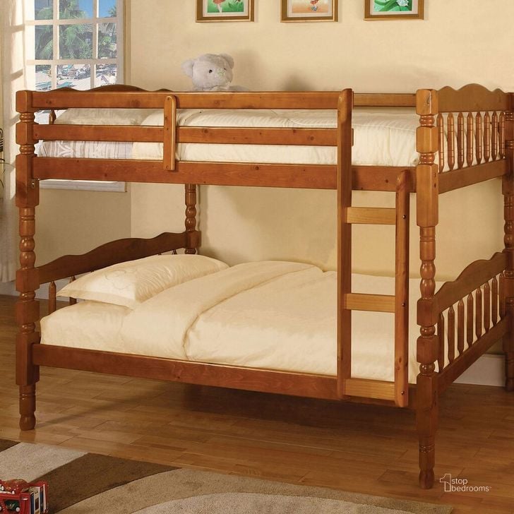 The appearance of Catalina Twin over Twin Bunk Bed (Oak) designed by Furniture of America in the traditional interior design. This oak piece of furniture  was selected by 1StopBedrooms from Catalina Collection to add a touch of cosiness and style into your home. Sku: CM-BK606A-1;CM-BK606A-2. Bed Type: Bunk Bed. Material: Wood. Product Type: Bunk Bed. Bed Size: Twin Over Twin. Image1