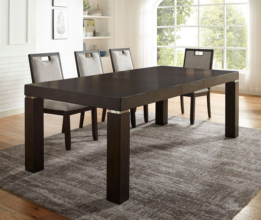 The appearance of Caterina Dining Table With 1 X 18 Inch Leaf In Dark Walnut and Beige designed by Furniture of America in the modern / contemporary interior design. This dark walnut and beige piece of furniture  was selected by 1StopBedrooms from Caterina Collection to add a touch of cosiness and style into your home. Sku: CM3784T. Table Base Style: Legs. Material: Wood. Product Type: Dining Table. Table Top Shape: Rectangular. Size: 42". Image1