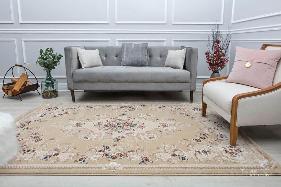 The appearance of Centurion CY20A Classic Beige Transitional Vintage Beige 5' x 5' Area Rug designed by Rugs America in the transitional interior design. This beige piece of furniture  was selected by 1StopBedrooms from Centurion Collection to add a touch of cosiness and style into your home. Sku: RA29306. Material: Polypropylene. Product Type: Area Rugs. Image1