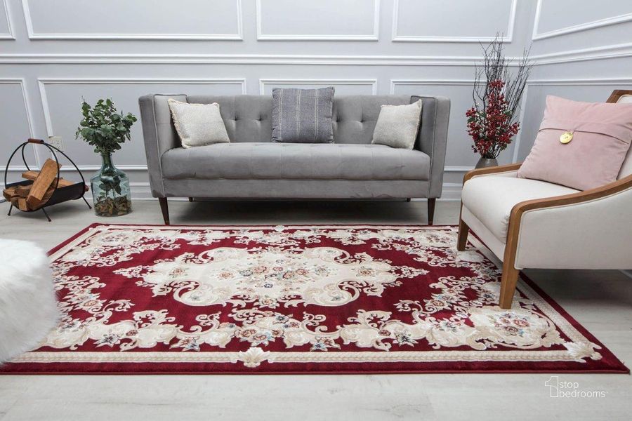 The appearance of Centurion CY20C Classic Burgandy Transitional Vintage Red 5' x 5' Area Rug designed by Rugs America in the transitional interior design. This red piece of furniture  was selected by 1StopBedrooms from Centurion Collection to add a touch of cosiness and style into your home. Sku: RA29318. Material: Polypropylene. Product Type: Area Rugs. Image1