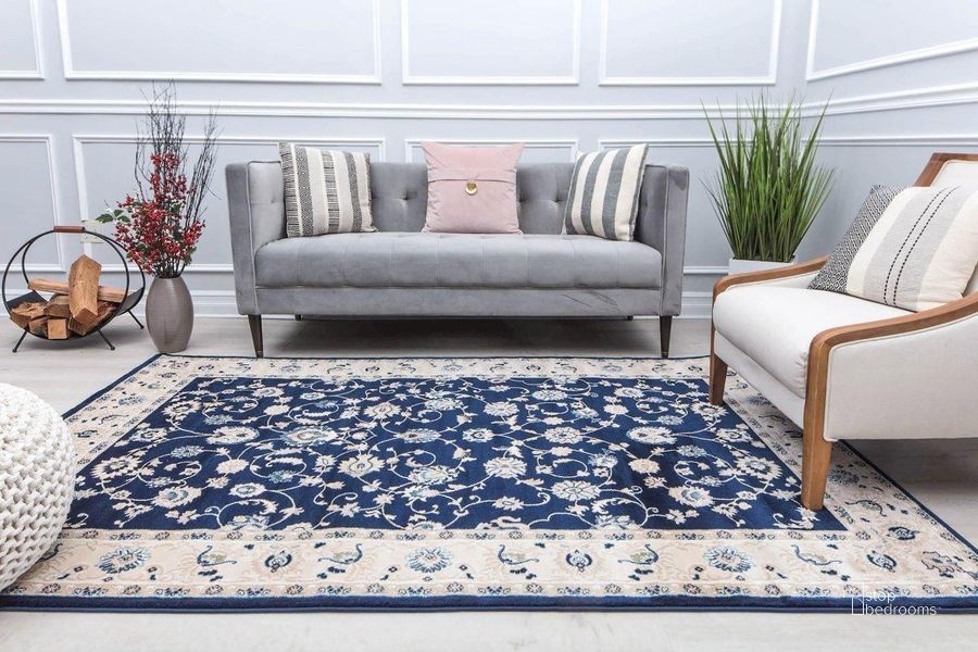 The appearance of Centurion CY50A Floral Navy Transitional Vintage Navy 5' x 5' Area Rug designed by Rugs America in the transitional interior design. This navy piece of furniture  was selected by 1StopBedrooms from Centurion Collection to add a touch of cosiness and style into your home. Sku: RA29342. Material: Polypropylene. Product Type: Area Rugs. Image1