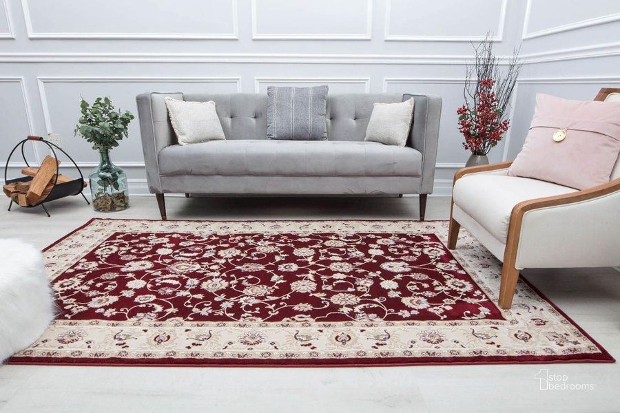 The appearance of Centurion CY50B Floral Burgandy Transitional Vintage Red 5' x 5' Area Rug designed by Rugs America in the transitional interior design. This burgundy piece of furniture  was selected by 1StopBedrooms from Centurion Collection to add a touch of cosiness and style into your home. Sku: RA29348. Material: Polypropylene. Product Type: Area Rugs. Image1