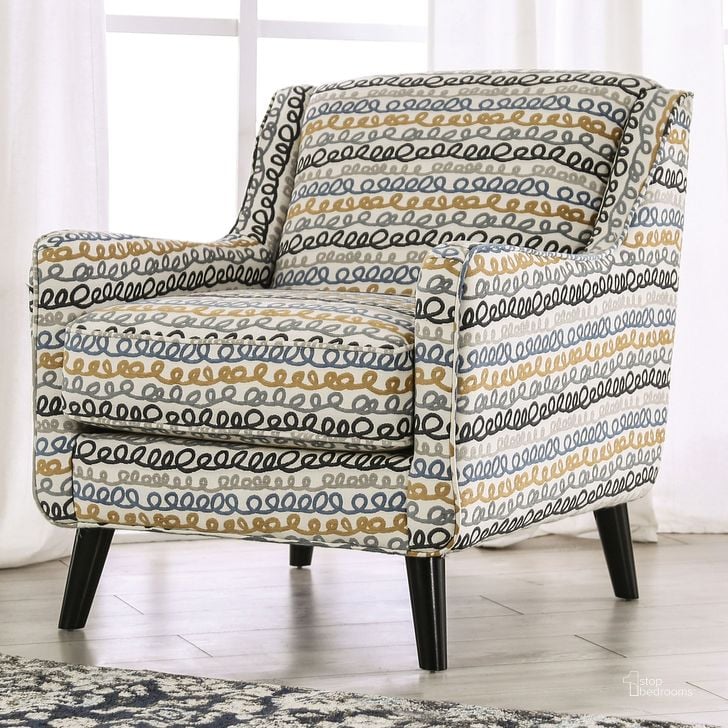 The appearance of Chancery Accent Chair In Gray and Navy designed by Furniture of America in the transitional interior design. This grey and navy piece of furniture  was selected by 1StopBedrooms from Chancery Collection to add a touch of cosiness and style into your home. Sku: SM8194-CH-PT. Material: Wood. Product Type: Accent Chair. Image1
