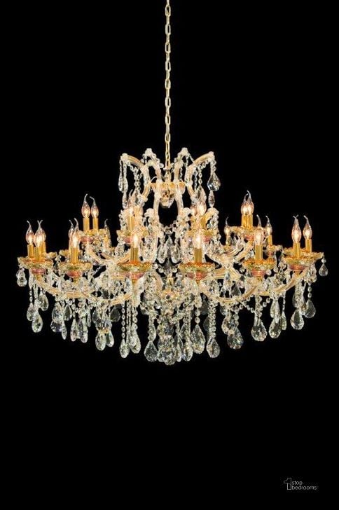The appearance of Chantilly - 25 Light Chandelier - Gold designed by AICO in the traditional interior design. This gold piece of furniture  was selected by 1StopBedrooms from Lighting Collection to add a touch of cosiness and style into your home. Sku: LT-CH934-25GLD. Product Type: Chandelier.