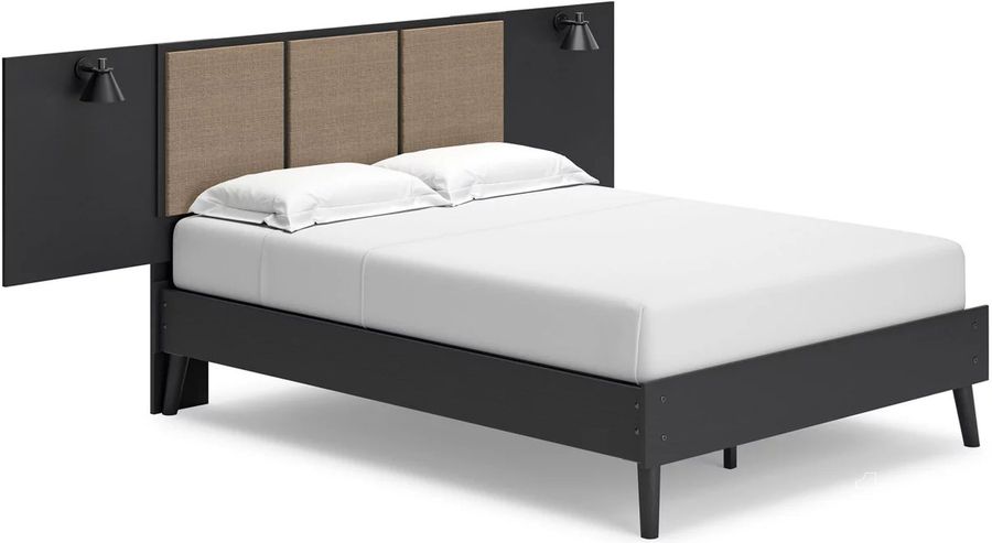 The appearance of Charlang Full Panel Platform Bed with 2 Extensions In Two-tone designed by Signature Design by Ashley in the modern / contemporary interior design. This two-tone piece of furniture  was selected by 1StopBedrooms from Charlang Collection to add a touch of cosiness and style into your home. Sku: EB1198-112;EB1198-156;EB1198-102. Bed Type: Platform Bed. Material: Wood. Product Type: Platform Bed. Bed Size: Full. Image1