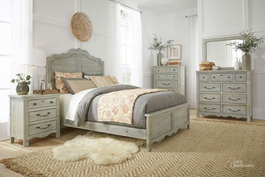 The appearance of Chatsworth Mint Panel Bedroom Set designed by Progressive Furniture in the traditional interior design. This gray piece of furniture  was selected by 1StopBedrooms from Chatsworth Collection to add a touch of cosiness and style into your home. Sku: B644-34;B644-35;B644-78;B644-43. Bed Type: Panel Bed. Product Type: Panel Bed. Bed Size: Queen. Material: Pine. Image1