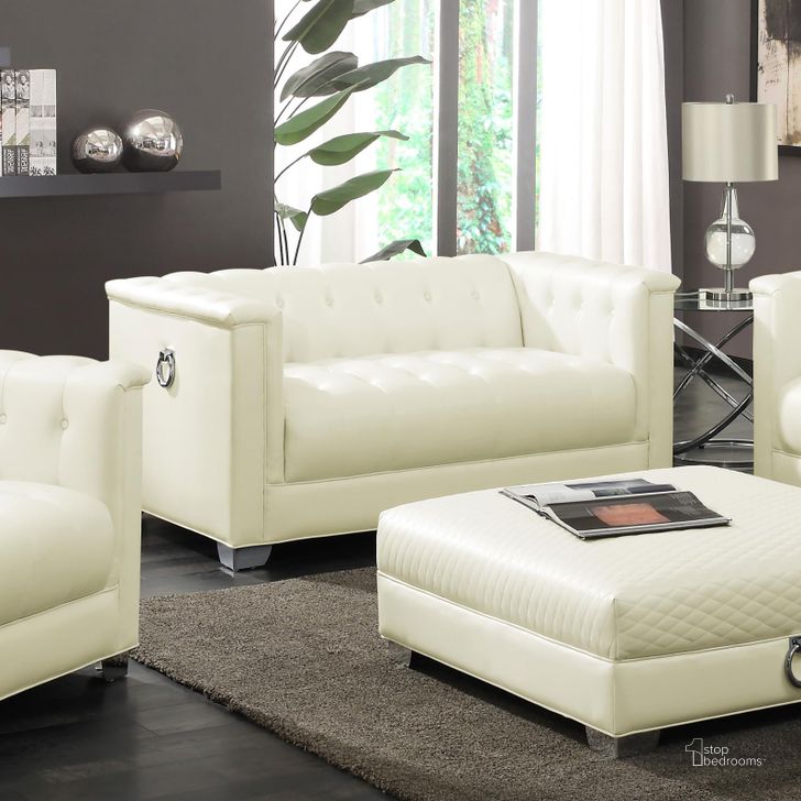 Chaviano Pearl White Tufted Loveseat by Coaster | 1StopBedrooms