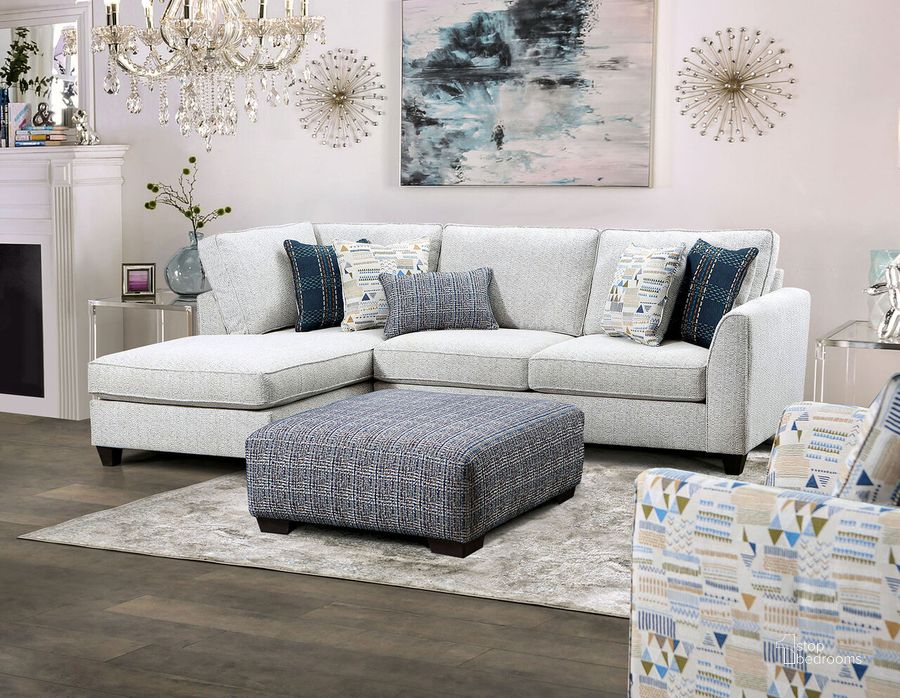The appearance of Chepstow Sectional In Cream designed by Furniture of America in the modern / contemporary interior design. This cream piece of furniture  was selected by 1StopBedrooms from Chepstow Collection to add a touch of cosiness and style into your home. Sku: SM5402-LAF;SM5402-RAF. Material: Wood. Product Type: Sectional.