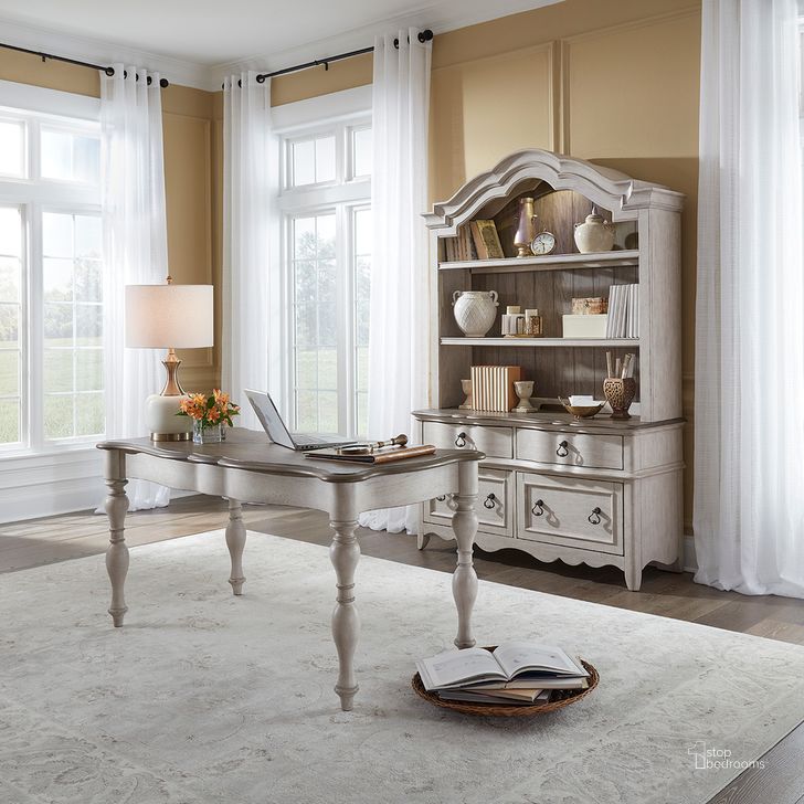 The appearance of Chesapeake 3 Piece Desk and Hutch Set In Wirebrushed Antique White designed by Liberty in the traditional interior design. This antique white piece of furniture  was selected by 1StopBedrooms from Chesapeake Collection to add a touch of cosiness and style into your home. Sku: 493W-HO107;493W-HO121;493W-HO131. Product Type: Office Desk Set. Material: Rubberwood. Image1