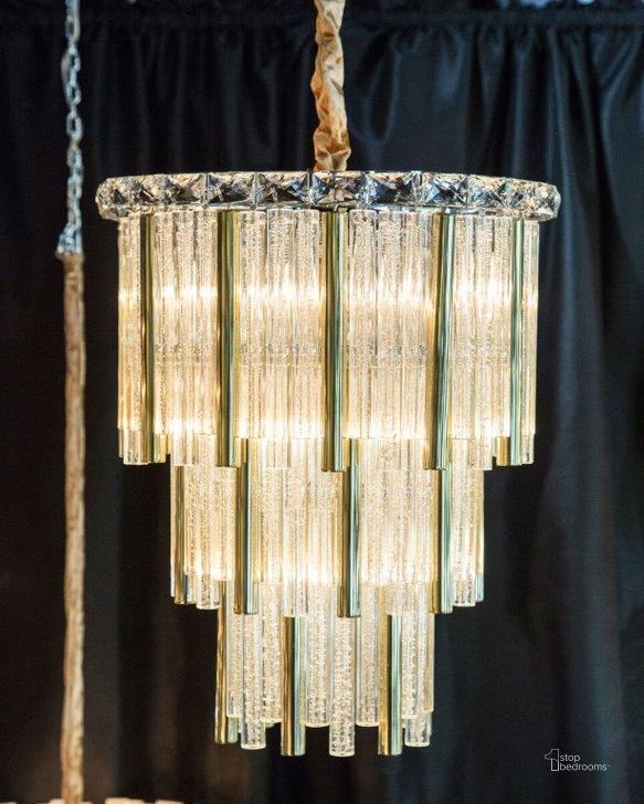 The appearance of Chimes - 10 Light Chandelier - Gold designed by AICO in the traditional interior design. This gold piece of furniture  was selected by 1StopBedrooms from Lighting Collection to add a touch of cosiness and style into your home. Sku: LT-CH958G-10GLD;LT-CH958F. Product Type: Chandelier.