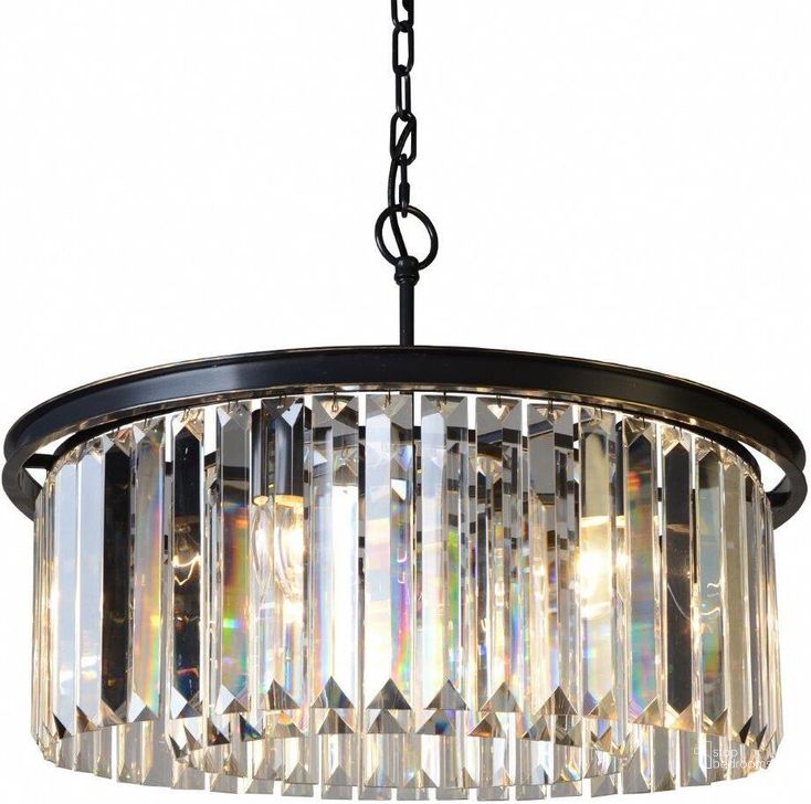 The appearance of Charlotte Round Crystal Pendant In Black designed by Moti in the transitional interior design. This black piece of furniture  was selected by 1StopBedrooms from Charlotte Collection to add a touch of cosiness and style into your home. Sku: 64001021. Product Type: Pendant Lighting. Material: Iron.