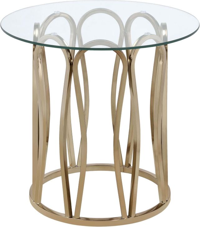 The appearance of Chocolate Chrome End Table designed by Coaster in the glam interior design. This gold piece of furniture  was selected by 1StopBedrooms from  to add a touch of cosiness and style into your home. Sku: 708057. Material: Metal. Product Type: End Table. Image1