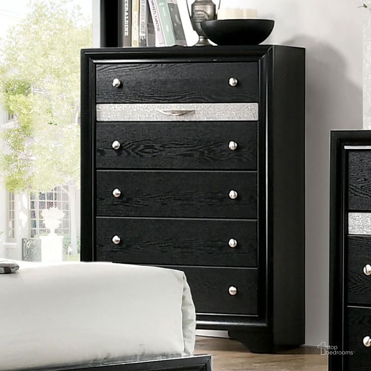 The appearance of Chrissy Chest In Black designed by Furniture of America in the modern / contemporary interior design. This black piece of furniture  was selected by 1StopBedrooms from Chrissy Collection to add a touch of cosiness and style into your home. Sku: CM7552BK-C. Material: Wood. Product Type: Chest. Image1