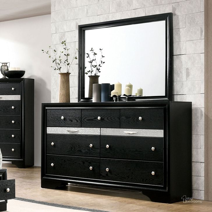 The appearance of Chrissy Dresser In Black designed by Furniture of America in the modern / contemporary interior design. This black piece of furniture  was selected by 1StopBedrooms from Chrissy Collection to add a touch of cosiness and style into your home. Sku: CM7552BK-D. Material: Wood. Product Type: Dresser. Image1