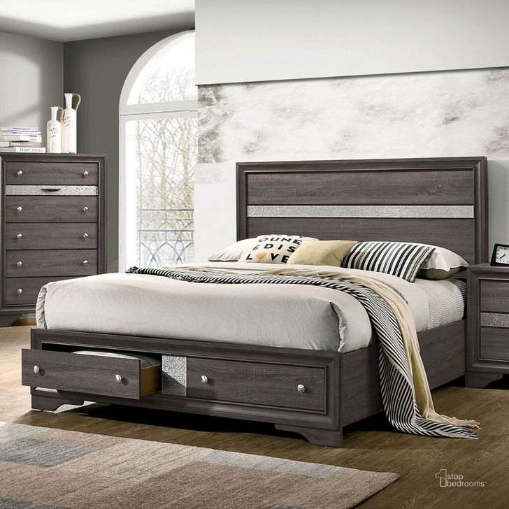 The appearance of Chrissy Eastern King Bed In Gray designed by Furniture of America in the modern / contemporary interior design. This gray piece of furniture  was selected by 1StopBedrooms from Chrissy Collection to add a touch of cosiness and style into your home. Sku: CM7552GY-EK-HBFB;CM7552GY-EK-R;CM7552GY-EK-DR. Bed Type: Platform Bed. Material: Wood. Product Type: Platform Bed. Bed Size: King. Image1