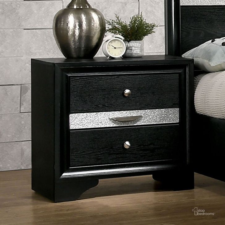 The appearance of Chrissy Night Stand In Black designed by Furniture of America in the modern / contemporary interior design. This black piece of furniture  was selected by 1StopBedrooms from Chrissy Collection to add a touch of cosiness and style into your home. Sku: CM7552BK-N. Material: Wood. Product Type: Nightstand. Image1