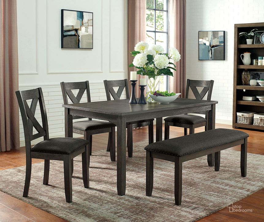 The appearance of Cilgerran Dining Table In Gray and Dark Gray designed by Furniture of America in the transitional interior design. This dark gray and gray piece of furniture  was selected by 1StopBedrooms from Cilgerran Collection to add a touch of cosiness and style into your home. Sku: CM3153GY-T. Table Base Style: Legs. Material: Wood. Product Type: Dining Table. Table Top Shape: Rectangular. Size: 36". Image1
