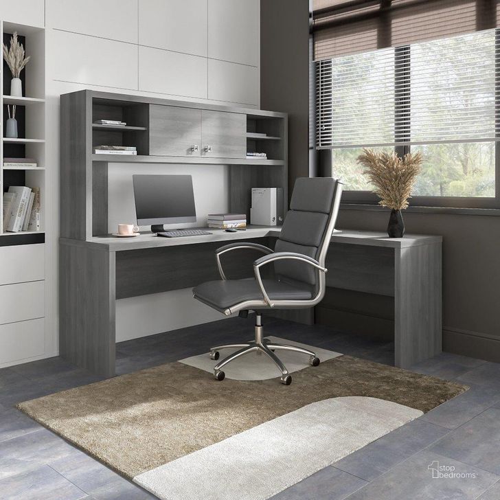 The appearance of Cirocco Gray Desk & Hutch Home Office Desk with Hutch 0qb24474040 designed by Luxury Loft in the modern / contemporary interior design. This gray piece of furniture  was selected by 1StopBedrooms from Cirocco Collection to add a touch of cosiness and style into your home. Sku: ECH057MG. Material: Wood. Product Type: Desk & Hutch. Image1
