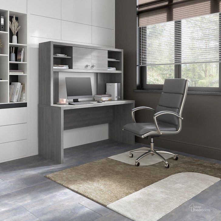 The appearance of Cirocco Gray Desk & Hutch Home Office Desk with Hutch 0qb24519203 designed by Luxury Loft in the modern / contemporary interior design. This gray piece of furniture  was selected by 1StopBedrooms from Cirocco Collection to add a touch of cosiness and style into your home. Sku: ECH030MG. Material: Wood. Product Type: Desk & Hutch. Image1