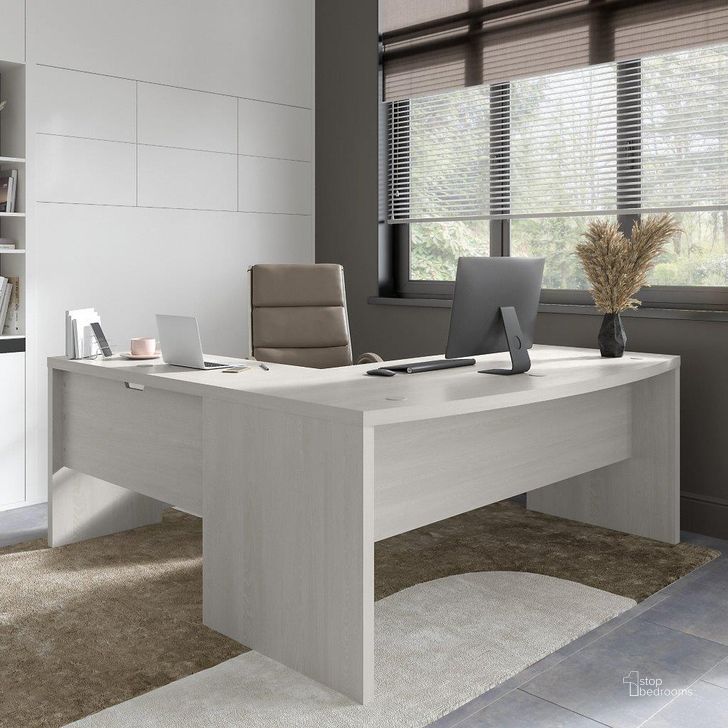 The appearance of Cirocco Sand Home Office Desk & Hutch 0qb24474029 designed by Luxury Loft in the modern / contemporary interior design. This sand piece of furniture  was selected by 1StopBedrooms from Cirocco Collection to add a touch of cosiness and style into your home. Sku: ECH053GS. Material: Wood. Product Type: Home Office Desk. Image1