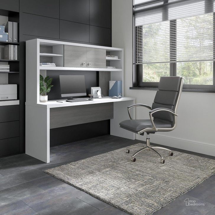 The appearance of Cirocco White and Gray Desk & Hutch Home Office Desk with Hutch 0qb24474047 designed by Luxury Loft in the modern / contemporary interior design. This white and gray piece of furniture  was selected by 1StopBedrooms from Cirocco Collection to add a touch of cosiness and style into your home. Sku: ECH056WHMG. Material: Wood. Product Type: Desk & Hutch. Image1