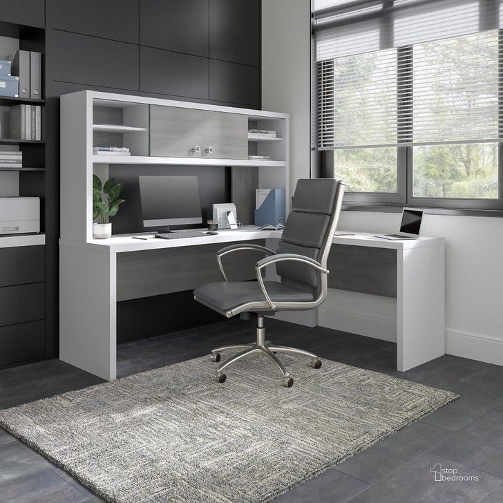 The appearance of Cirocco White and Gray Desk & Hutch Home Office Desk with Hutch 0qb24474052 designed by Luxury Loft in the modern / contemporary interior design. This white and gray piece of furniture  was selected by 1StopBedrooms from Cirocco Collection to add a touch of cosiness and style into your home. Sku: ECH057WHMG. Material: Wood. Product Type: Desk & Hutch. Image1