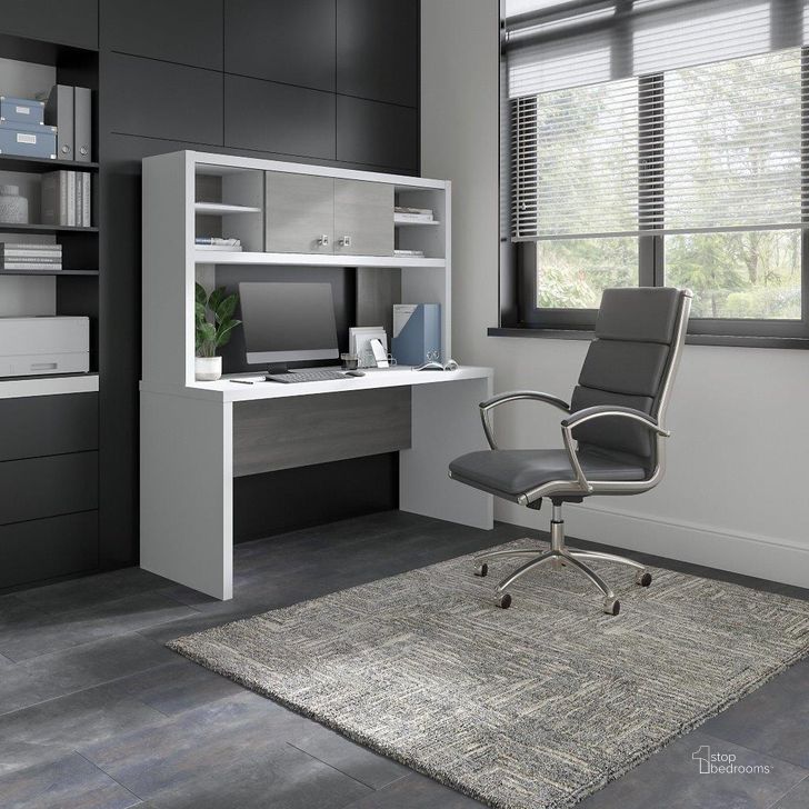 The appearance of Cirocco White and Gray Desk & Hutch Home Office Desk with Hutch 0qb24519205 designed by Luxury Loft in the modern / contemporary interior design. This white and gray piece of furniture  was selected by 1StopBedrooms from Cirocco Collection to add a touch of cosiness and style into your home. Sku: ECH030WHMG. Material: Wood. Product Type: Desk & Hutch. Image1