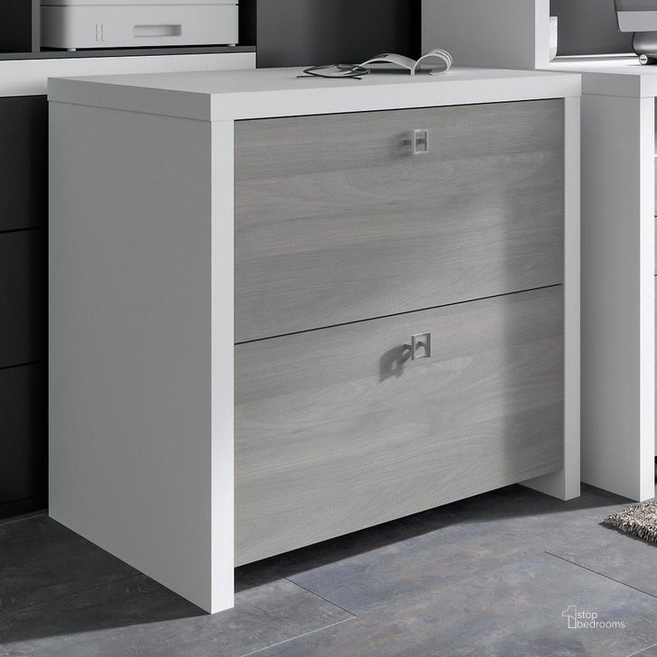 The appearance of Cirocco White and Gray Lateral Filing Cabinet designed by Luxury Loft in the modern / contemporary interior design. This white and gray piece of furniture  was selected by 1StopBedrooms from Cirocco Collection to add a touch of cosiness and style into your home. Sku: KI60502-03. Product Type: Lateral Filing Cabinet. Image1